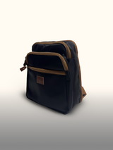 Mochila cruzada Negro/Café — costado