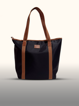 Tote bag Negro/Café — detalle de tiras