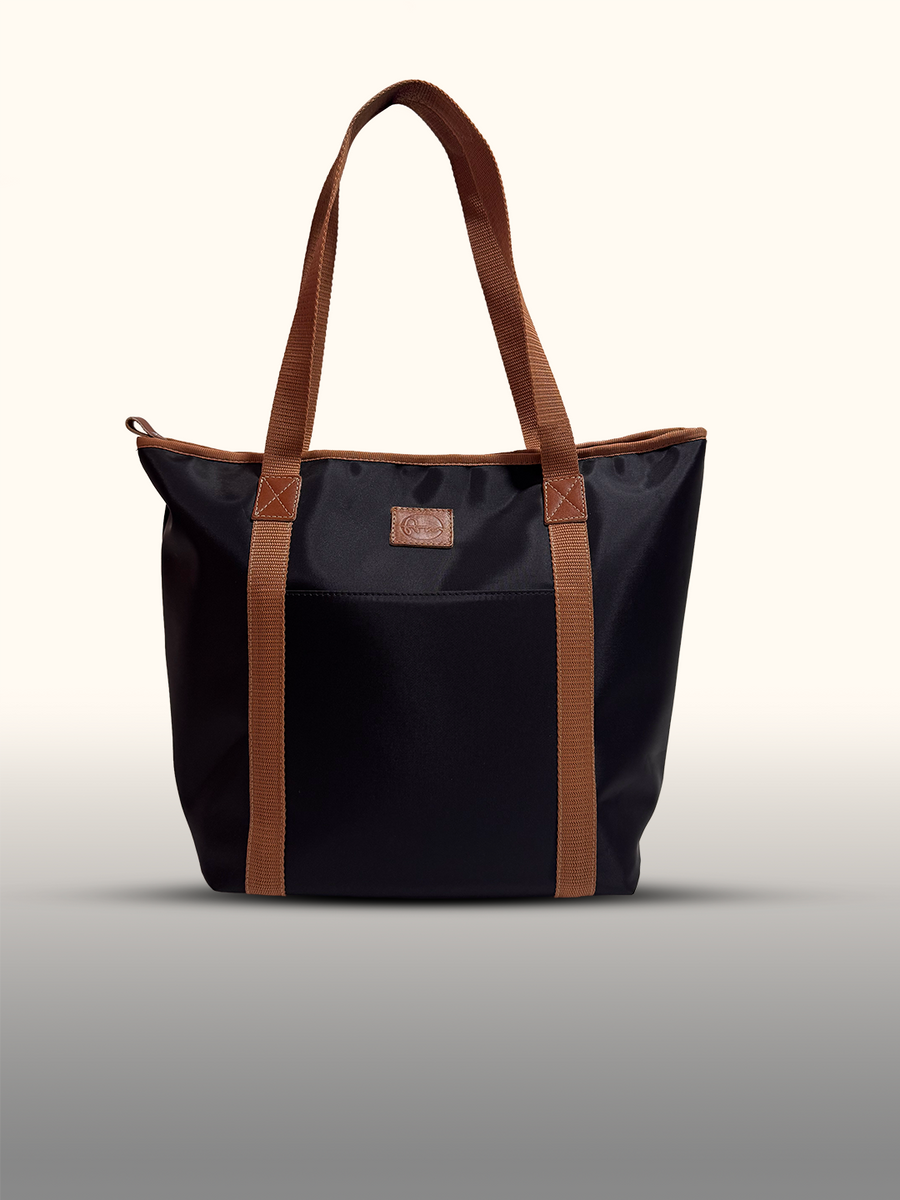 Tote bag Negro/Café — detalle de tiras